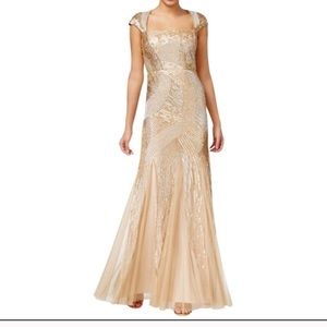 PRICE REDUCED! Adrianna Papell Gold Beaded Gown